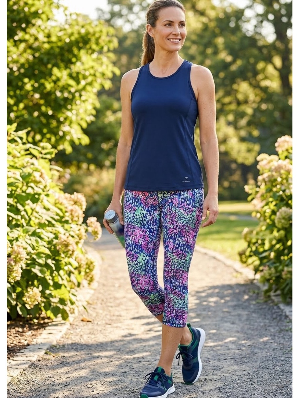 Talbots T by Talbots UPF 50+ Capri Active Leggings Size XL Preppy Athleisure